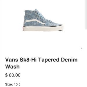 Vans Sk8-Hi Tapered Denim NEW